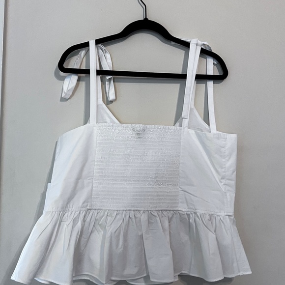 V-Neck Tie Strap Faux Wrap Peplum Tank - Picture 2 of 3